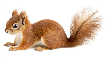 Fototapeta premium Energetic Red Squirrel, Isolated on White