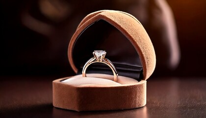 stunning diamond engagement ring with a rose gold band, placed inside an elegant velvet