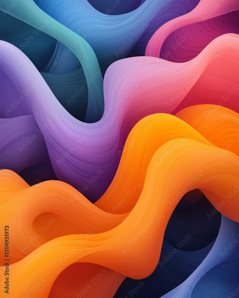 Poster an abstract rendering of a dynamic leverage loop, with interlocking spirals of vibrant color and