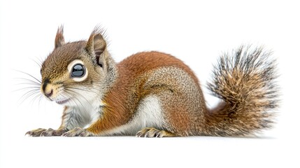 Obraz premium Energetic Red Squirrel, Isolated on White