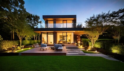 beautiful modern suburban home with a well-maintained front yard