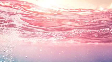 Fototapete Rund Underwater view of sunlit pink ocean waves © Nurul