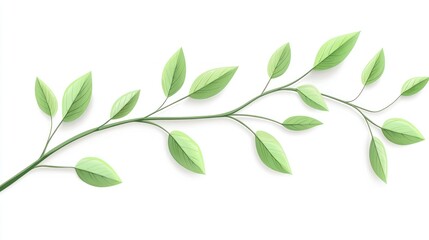 Fototapeta premium Fresh Green Branch, Isolated on White