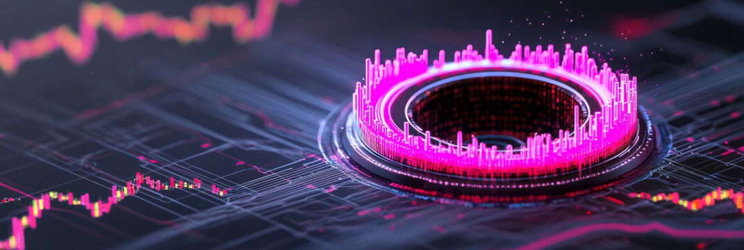A conceptual visualization where swift pulses of light and digital currency merge into a central