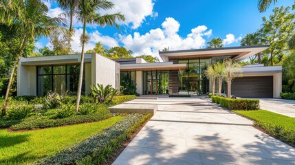 Fototapeta premium Modern Geometric Mansion with Abundant Sunlight