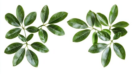 Fototapeta premium Green Leaves Frame, Isolated on White