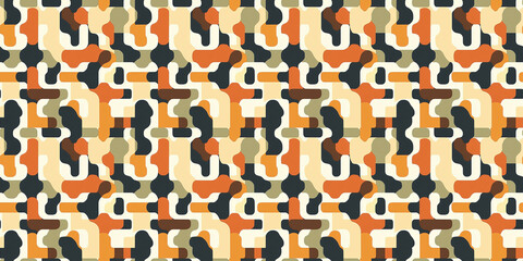 Stylized seamless pattern showcasing abstract shapes in earthy tones for modern designs. pattern link