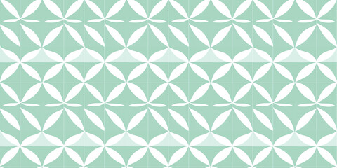 Fototapeta premium Seamless mint green pattern featuring geometric shapes and a fresh aesthetic for modern design projects. pattern mint