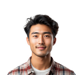 Obraz premium Neutral front view young man's confidence isolated on transparent background png