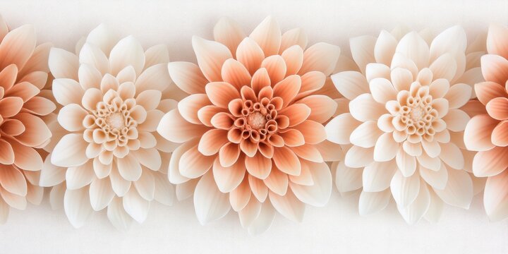 Delicate Peach & Cream Dahlia Row