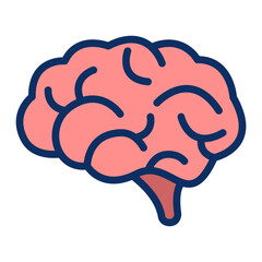 Brain Vector Line Filled Icon Design