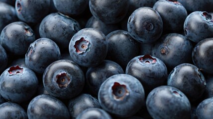 Juicy Blueberries, Bowl of fresh blueberries on wooden table and white plate, Close-up picture of natural blueberries
