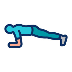 Plank Pose Vector Line Filled Icon Design