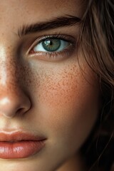 Fototapeta premium Detailed Portrait of a Young Woman's Face