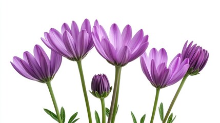 Fototapeta premium Purple Flowers, Isolated on White