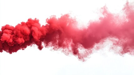 Fototapeta premium Red Smoke, Isolated on White
