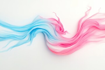 Flowing strands of color blend together in vibrant blue and pink