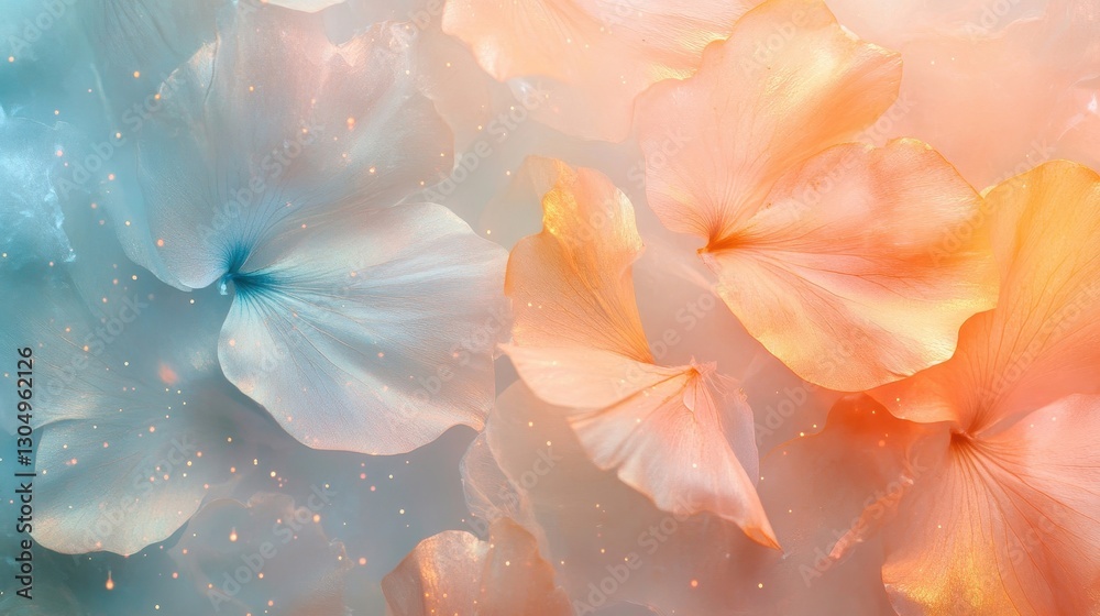 Canvas Prints translucent petals floating gently over a misty background with soft golden accents and glowing spec