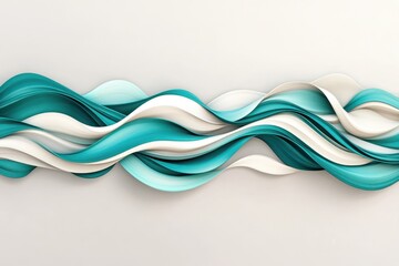 Obraz premium Colorful wave patterns in shades of teal and white displayed on a neutral background for artistic effect