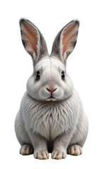 Fototapeta premium Gray and white bunny sitting with a transparent background
