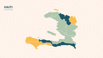Fototapeta premium Map of Haiti isolated modern colorful State. Use for Website Layouts, Background, Education, Customizable, Travel Worldwide, Silhouette Backdrop, Earth Geography, Political.