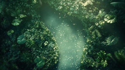 Fototapeta premium Enchanted Lagoon: An Aerial View of Lush Tropical Paradise