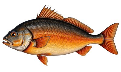 Fototapeta premium Illustration of a Fish with Detailed Scales and Transparent Background