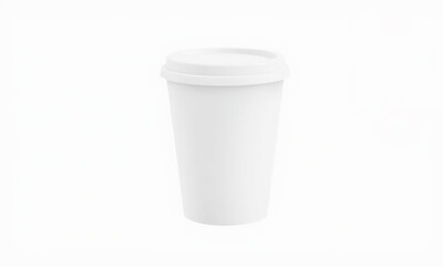 plain white coffee cup with lid, perfect for branding and mockups. Ideal for showcasing designs or beverages