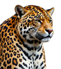 Obraz premium Jaguar with Spotted Coat and Yellow Eyes, transparent background