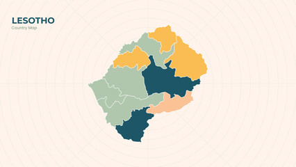 Map of Lesotho isolated modern colorful State. Use for Website Layouts, Background, Education, Customizable, Travel Worldwide, Silhouette Backdrop, Earth Geography, Political.