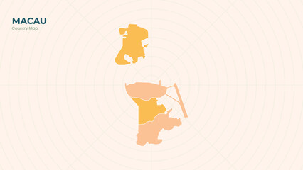Map of Macau isolated modern colorful State. Use for Website Layouts, Background, Education, Customizable, Travel Worldwide, Silhouette Backdrop, Earth Geography, Political.