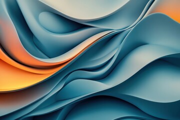 Fototapeta premium Fluid abstract design featuring smooth blue and orange waves creating a dynamic visual flow in a modern background