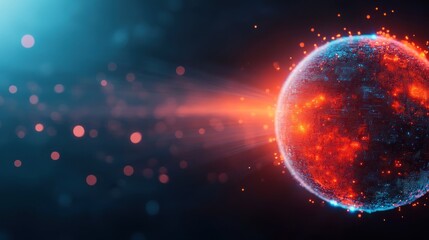 Explosive cosmic collision outer space digital artwork sci-fi environment dynamic viewpoint energy concept