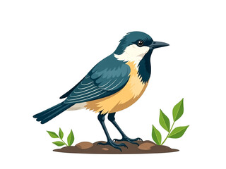 Obraz premium Ecology Logo . Symbol of nature conservation. Recyclable. A blue and white bird is standing on the ground. It has a long beak and is looking to the right