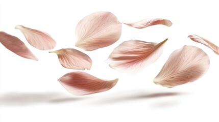 Fluttering Pink Petals, Isolated on White