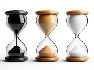 Artistic Hourglass Collection in Black, Brown, and White Showcasing the Concept of Time