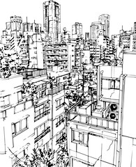 sketch, drawing, house, landscape, illustration, vector, architecture, building, tree, temple, old, vintage, china, ancient, art, painting, picture, farm, village, city, bridge, home, black, travel, r