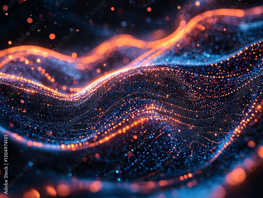 Poster Abstract futuristic digital brain with glowing neural pathways, artificial intelligence, advanced technology concepts, vibrant colors, digital matrix elements, hightech design