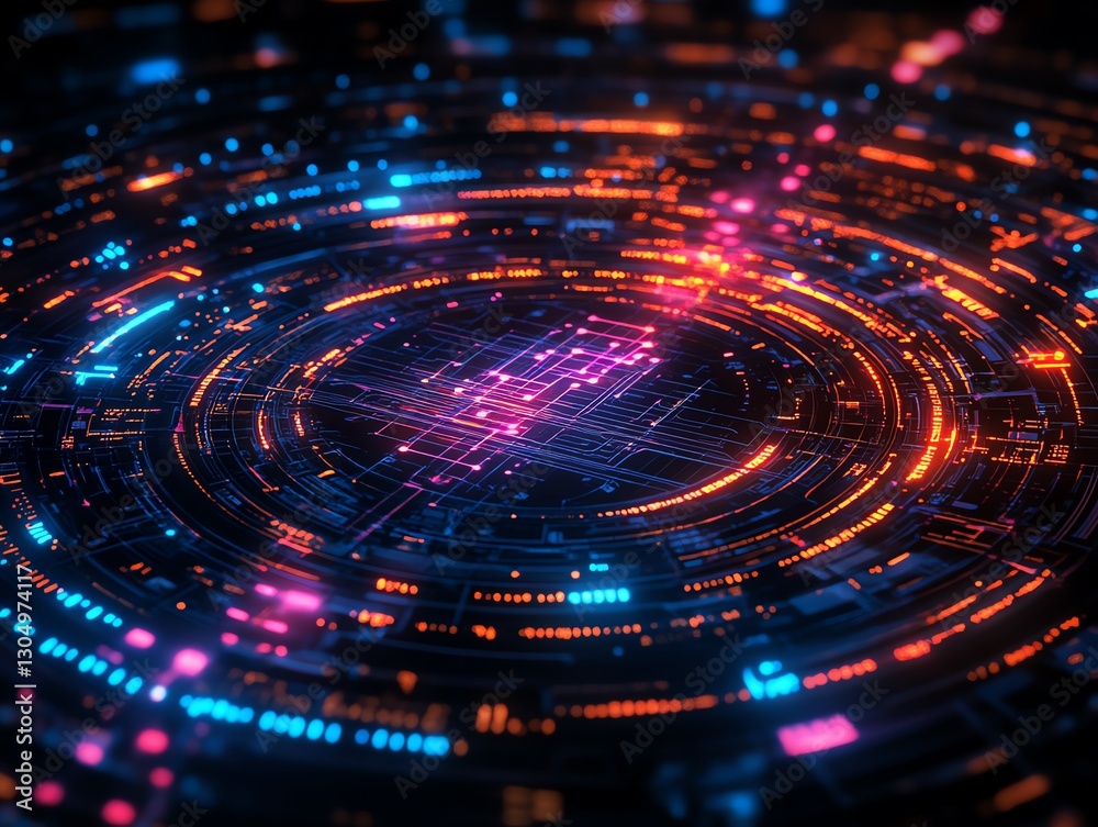 Leinwandbilder abstract futuristic digital brain with glowing neural pathways, artificial intelligence, advanced te
