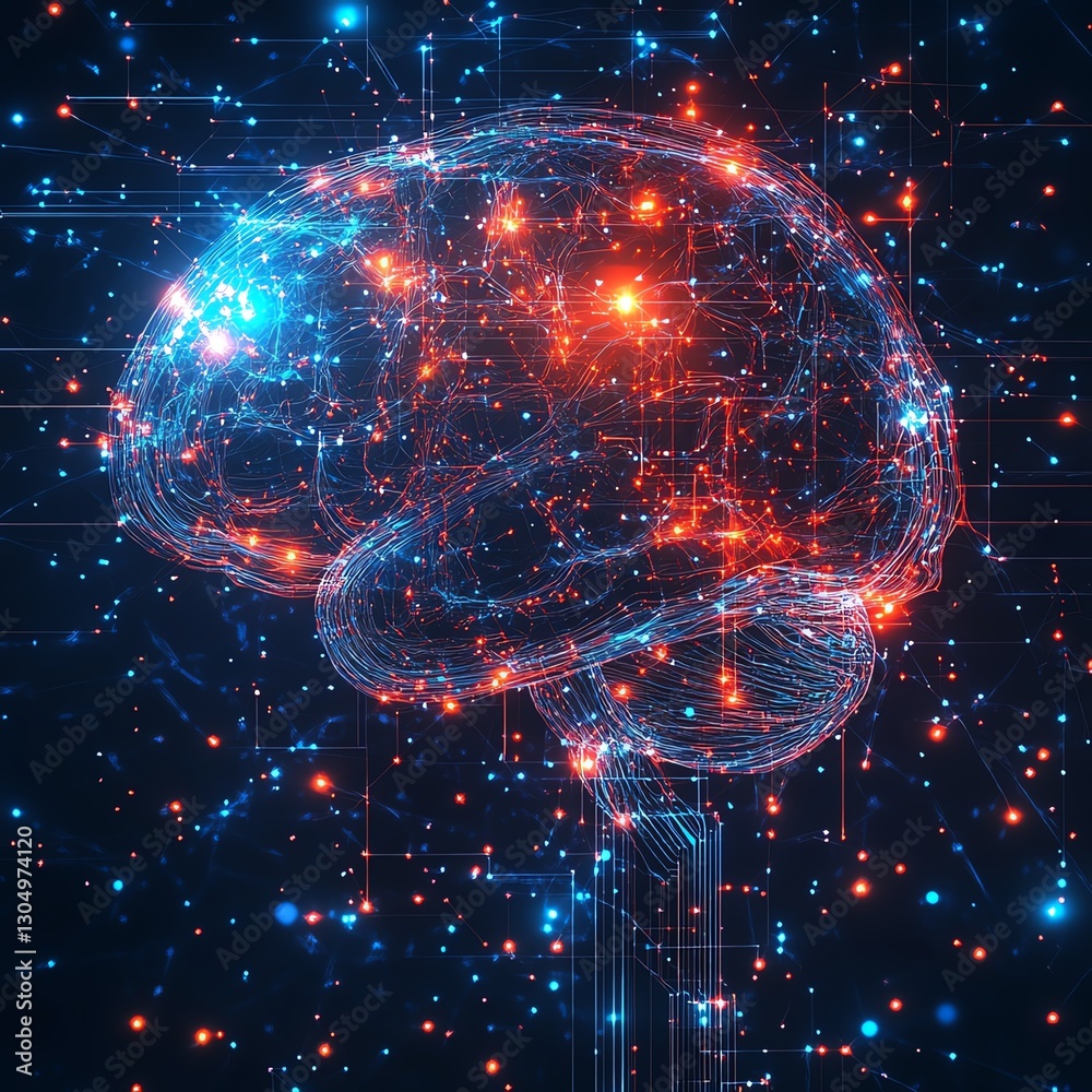 Poster abstract representation of a digital brain