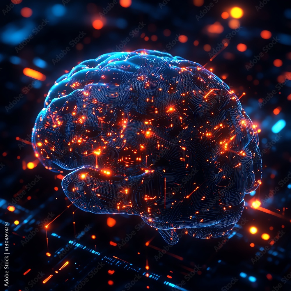 Aufkleber Abstract representation of a digital brain