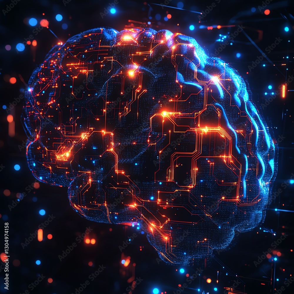 Poster abstract representation of a digital brain