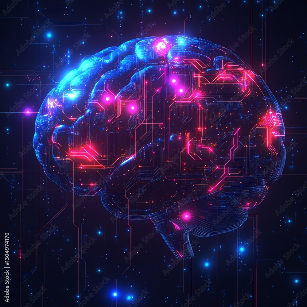Poster abstract representation of a digital brain