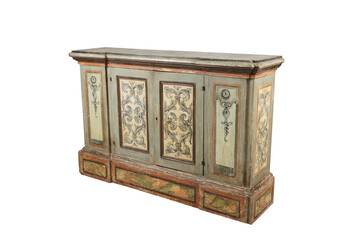 antique wooden chest isolated  Venetian Baroque Console Walnut Alabaster Marble Italy XVIII Century 