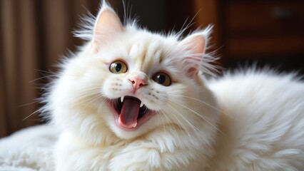 White Persian smiling Cat, Persian kitten