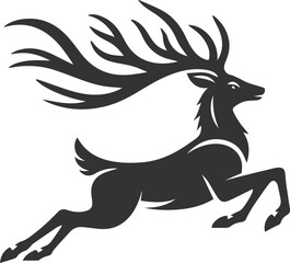 Deer sprinting with its front legs extended forward and back legs fully stretched animal silhouette vector