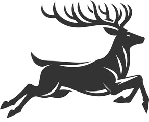 Deer sprinting with its front legs extended forward and back legs fully stretched animal silhouette vector