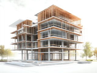 Comprehensive building blueprint with detailed architectural design, floor plans, structural components, technical drawings, highresolution construction development