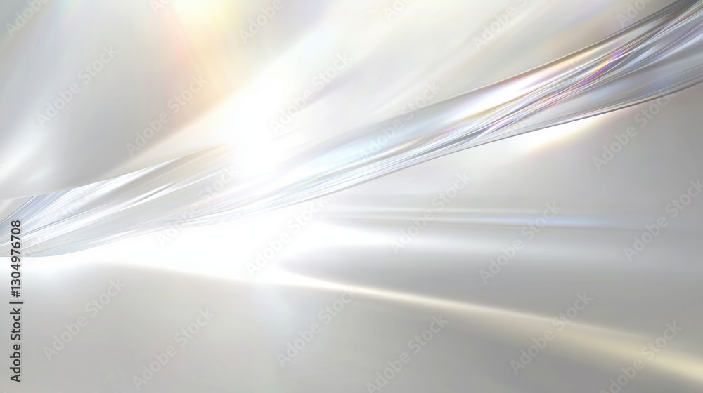 Aufkleber abstract white background with blurred light rays and iridescent foil waves. elegant, soft, and drea