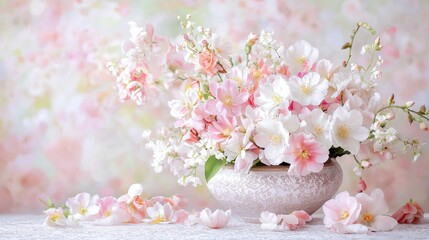 Harmonious Spring Bouquet with Soft Colors and Delicate Blossoms